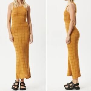 NWT Afends Femme Hemp Knit Maxi Dress In Mustard